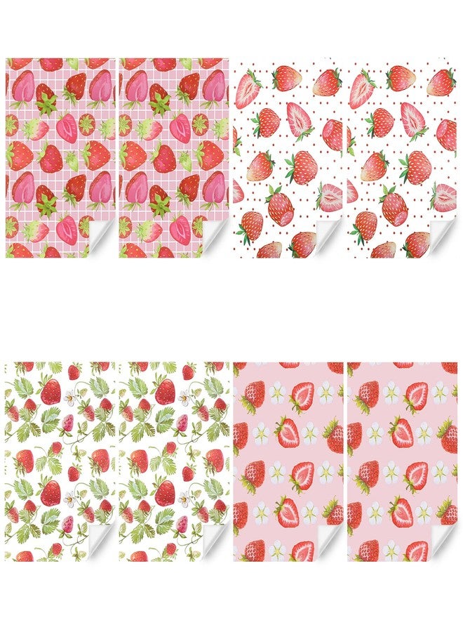 Geluode Strawberry Wrapping Paper,Pink Red Fruit Wrapping Paper 4 Designs 8 Sheet,Pretty Cute Sweet Gift Wrap Paper 20 x 27 Inch For Birthday Baby Shower Wedding Spring Summer Party Boys Girls Kids DIY Crafts - Image 3